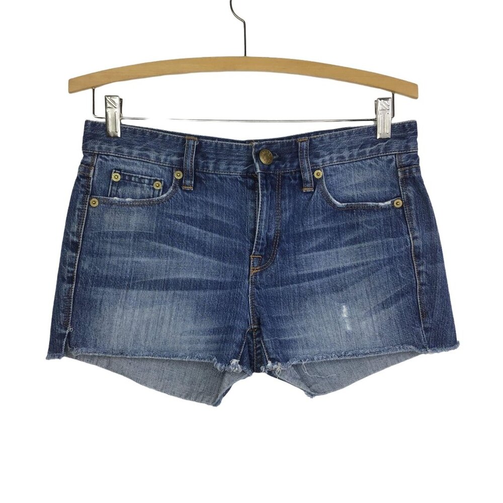 J Crew Womens 24 Cut Off Denim Jean Shorts Low Rise Medium Wash Distressed